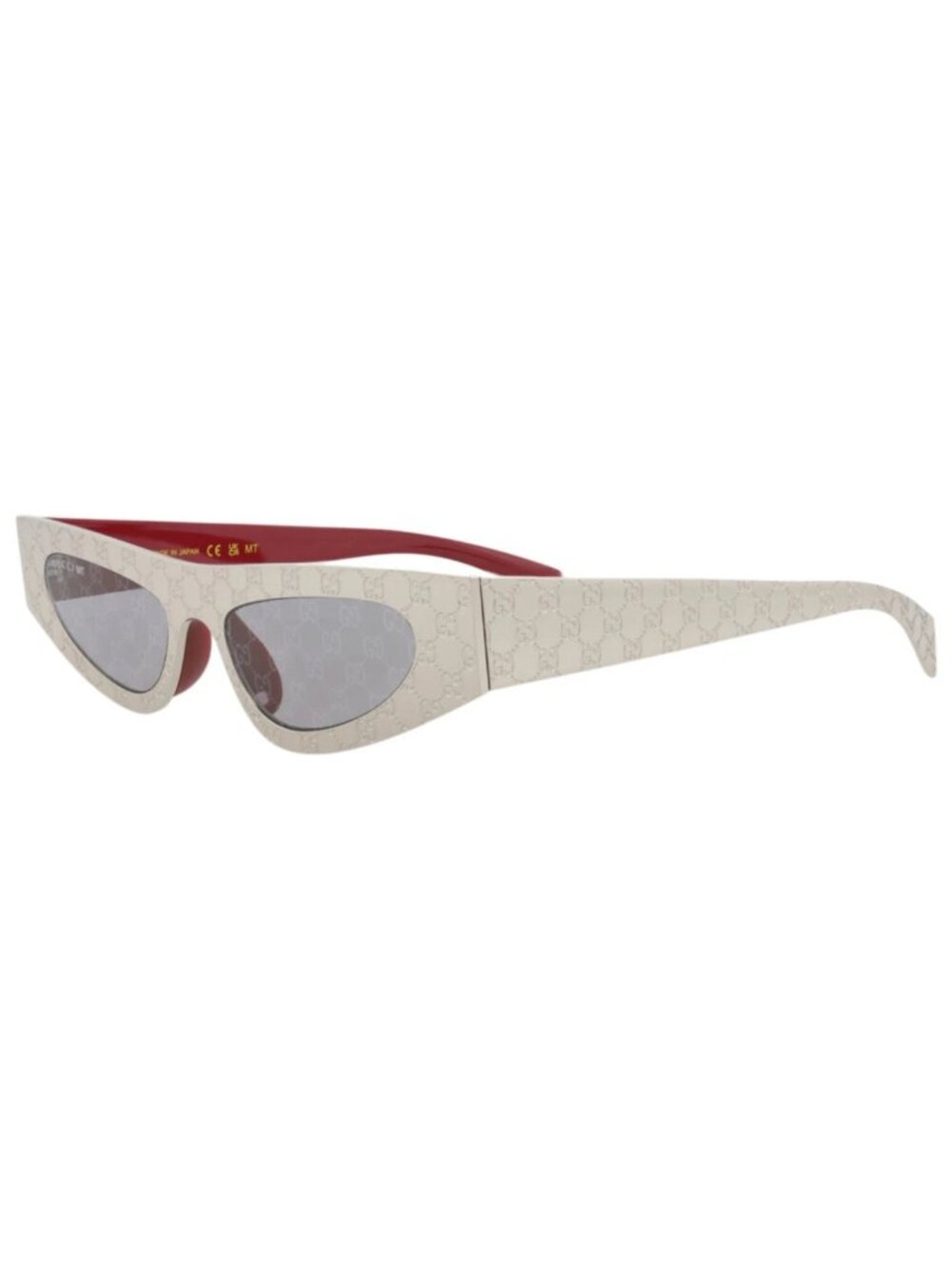New Gucci Women's Sunglasses Cat Eye Metal Frame Silver Silver Smoke